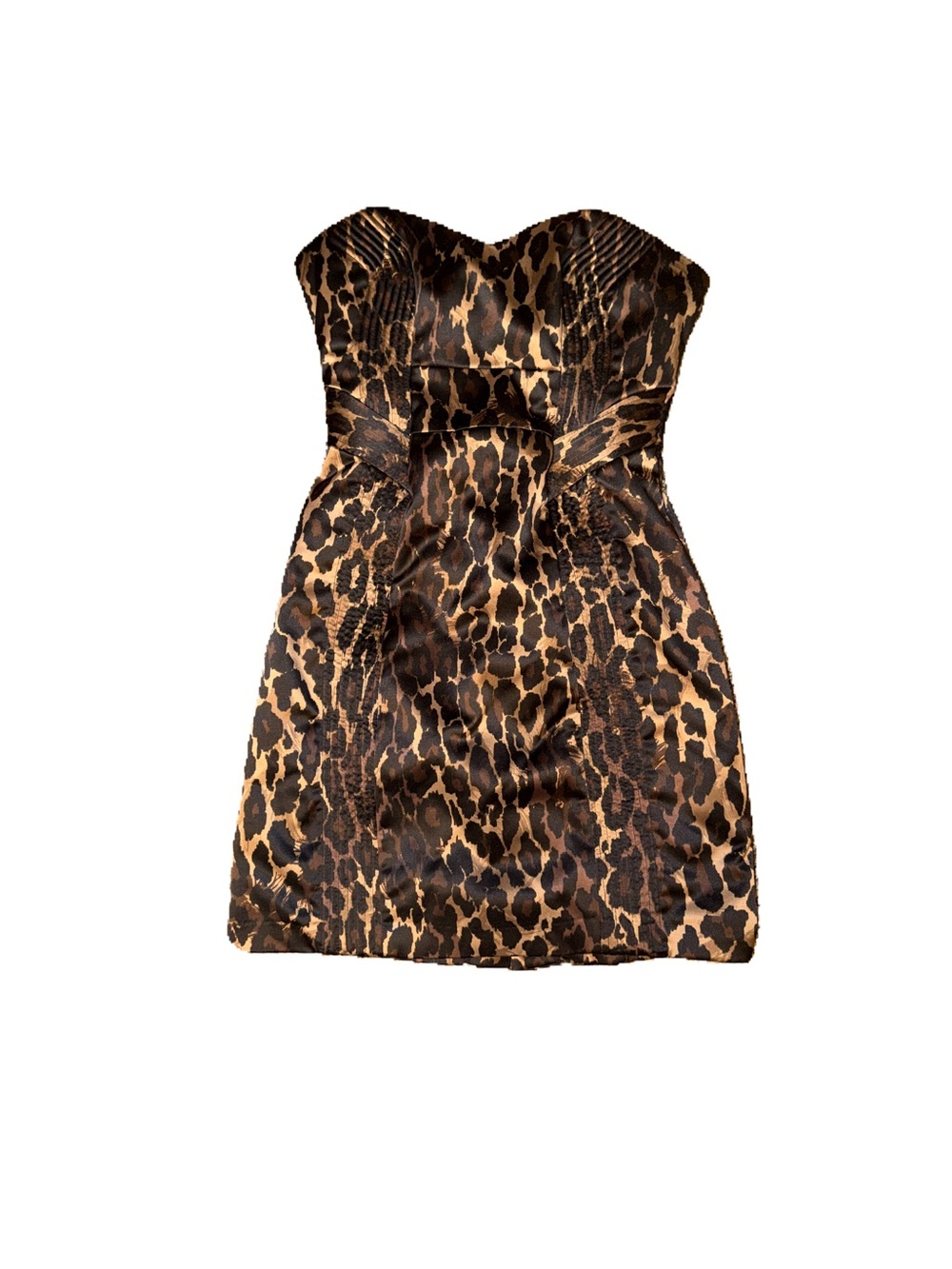 Guess Strapless Leopard-Print Mini Dress in Brown and Tan